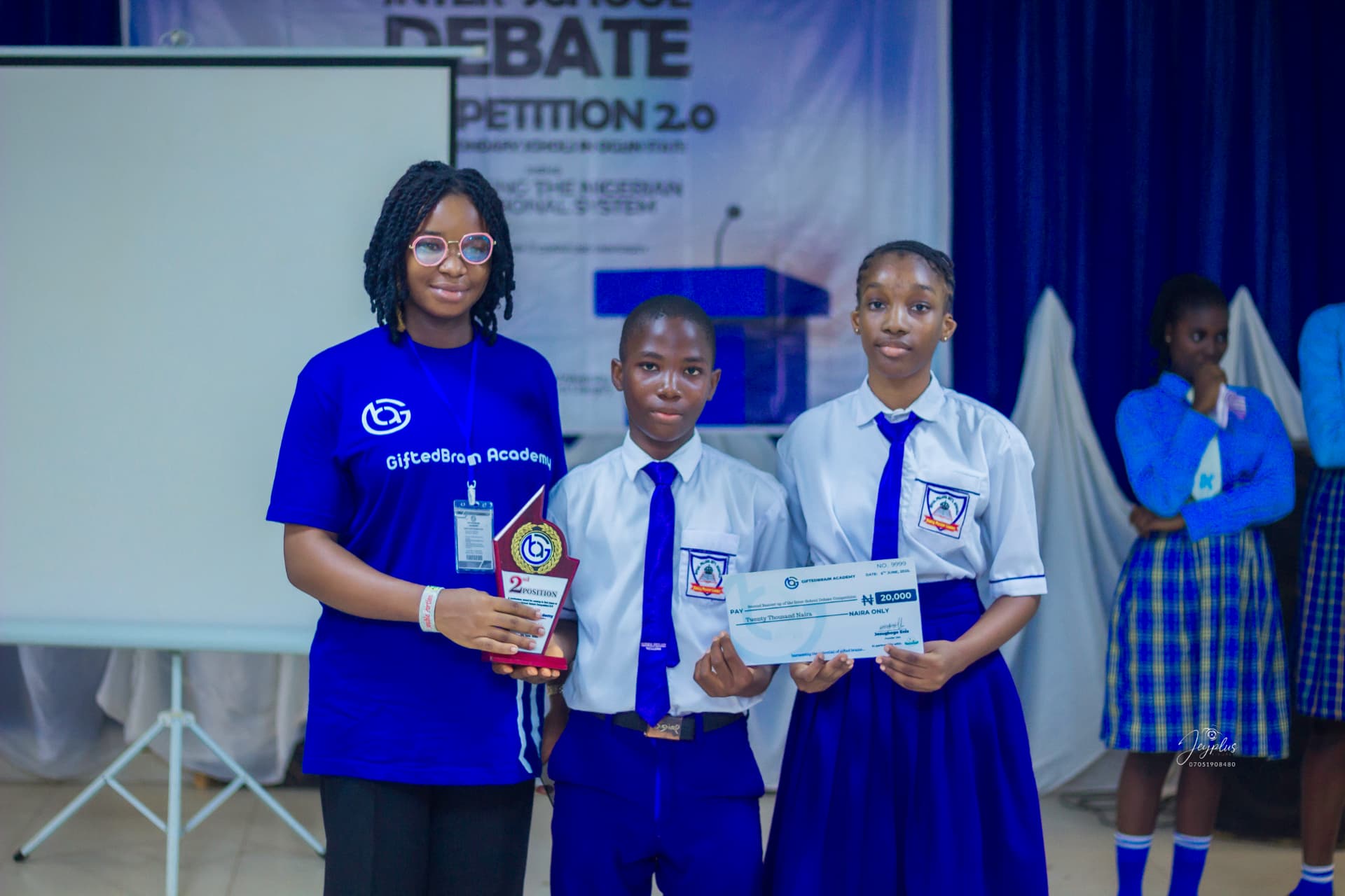 Student receiving award