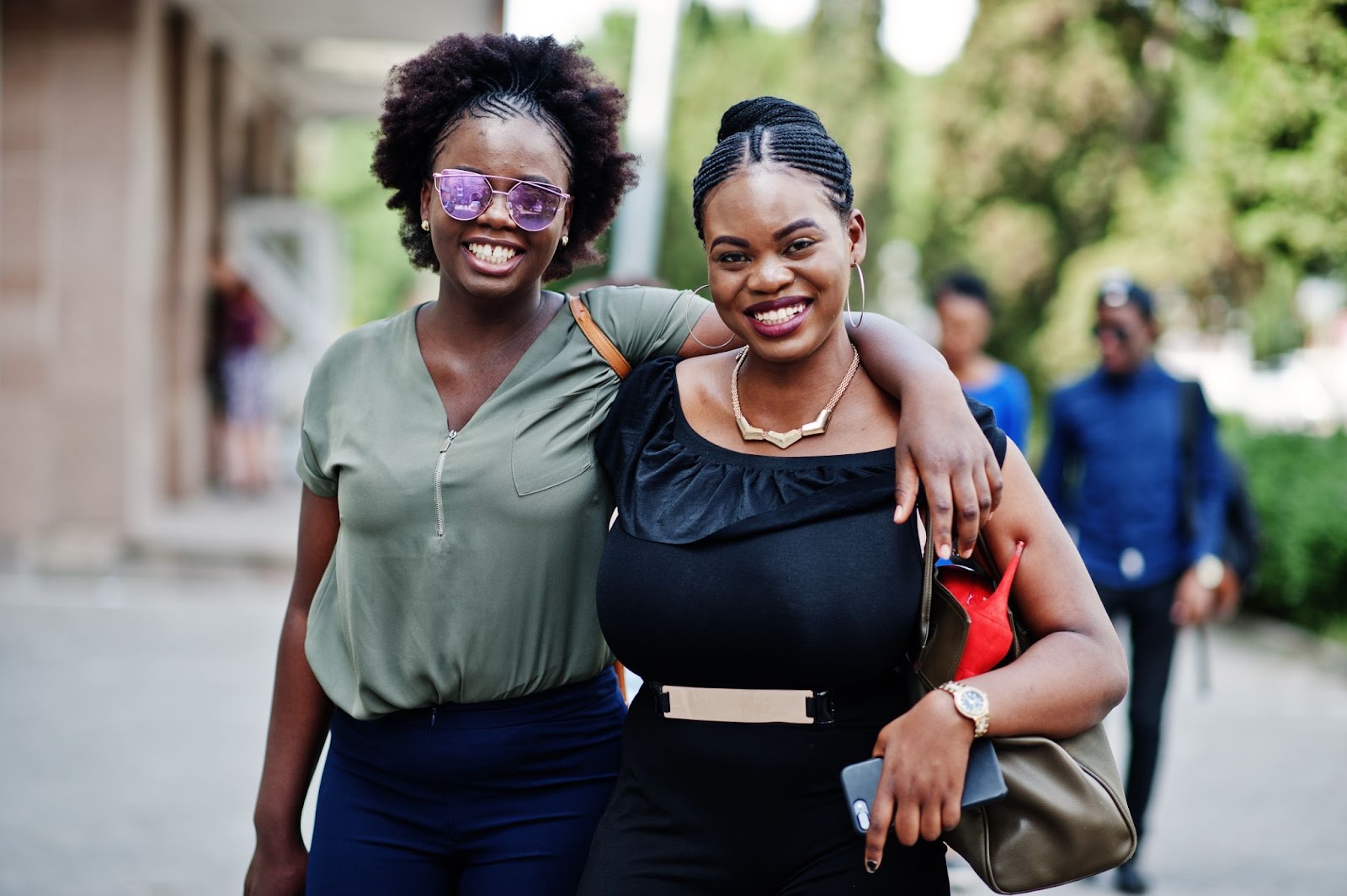 two happy people smiling